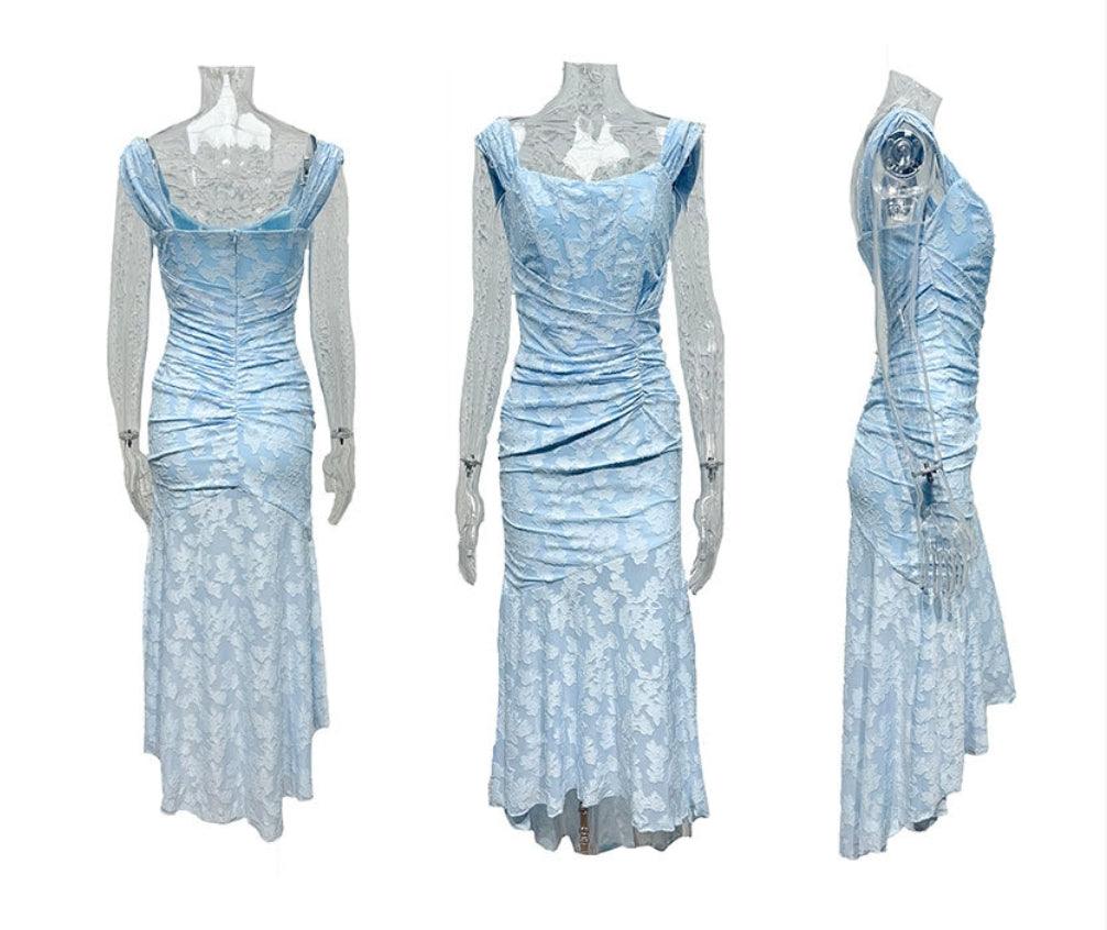 לורן™ | שמלת מקסי פרחונית כחולה