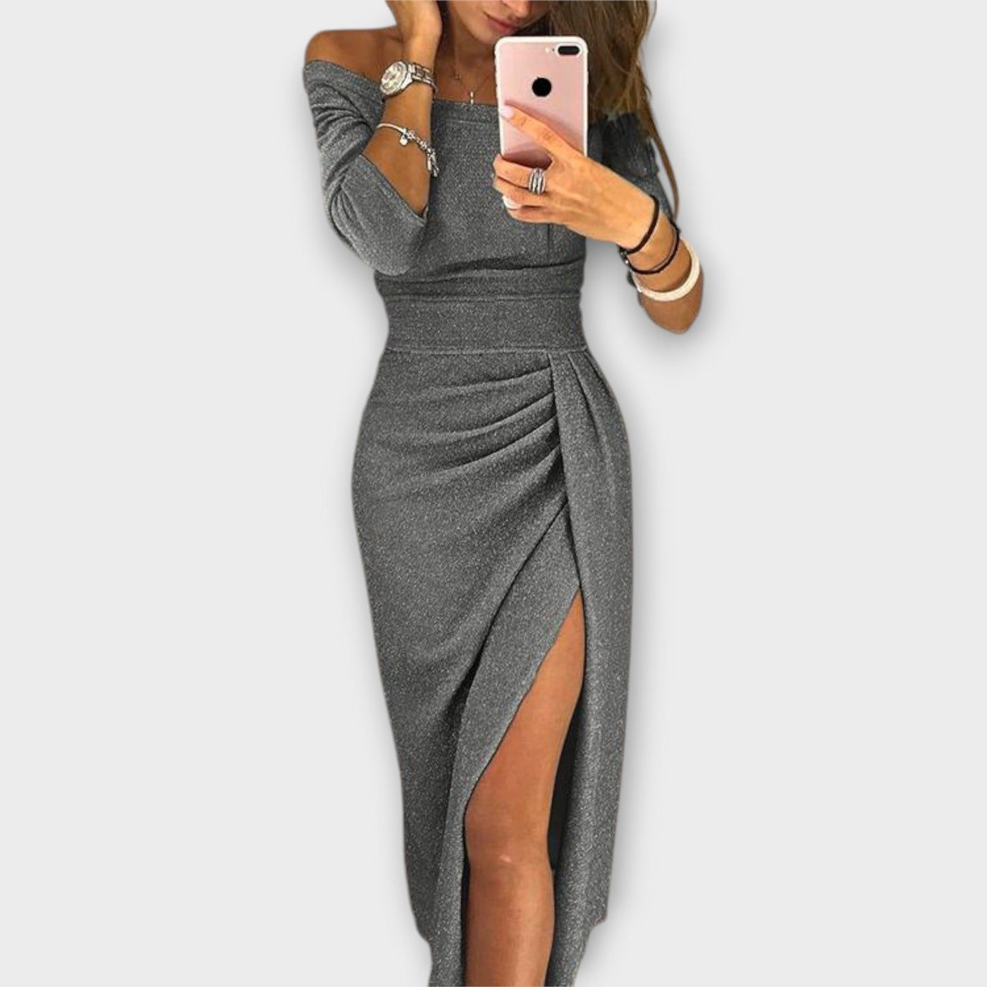 יעל™ | שמלת כתף חשופה אלגנטית