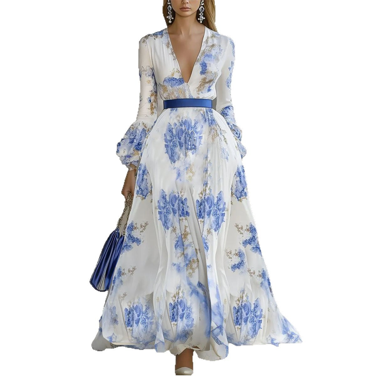 לונה™ | שמלת מידי עם מפתח V