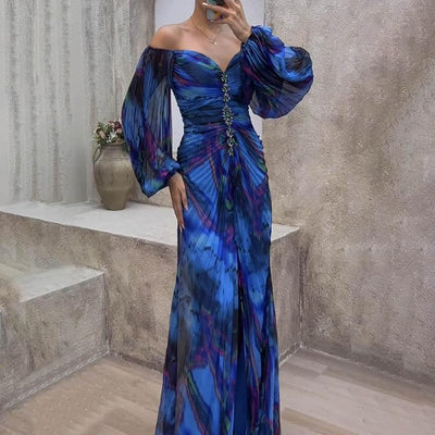 ורד™ | שמלת ערב ארוכה עם פליסה